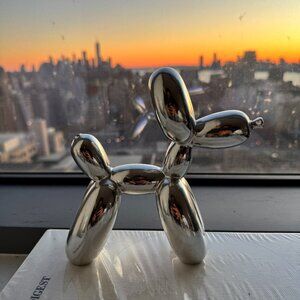 Jeff Koons Balloon Dog Sculpture (Silver)